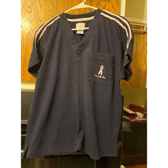 Share the Care Other - Share the Care Women Navy Blue Breast Cancer Awareness Scrub Set Medium Cotton